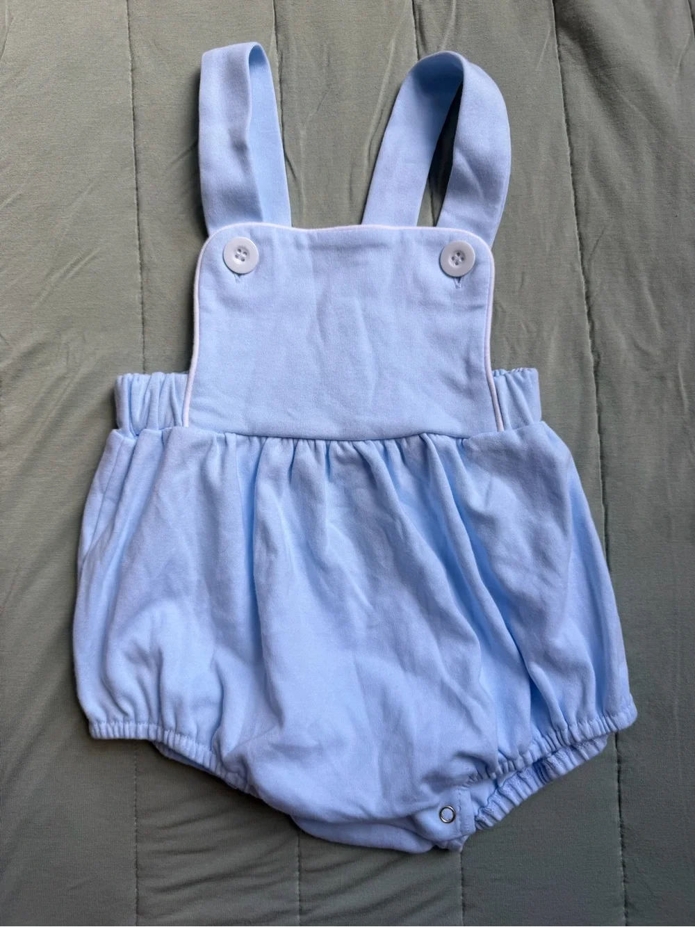 Baby Bubble Sunsuit Light Blue Unisex Knit Cotton 2T